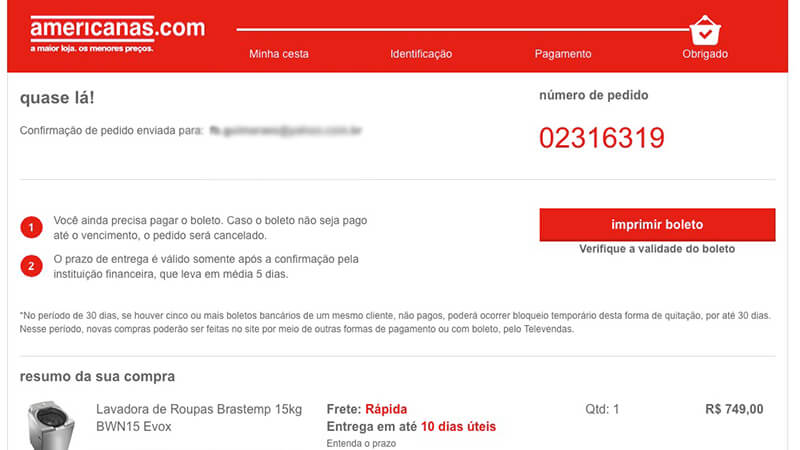 Golpe envolve Americanas e e-mail traz link malicioso.