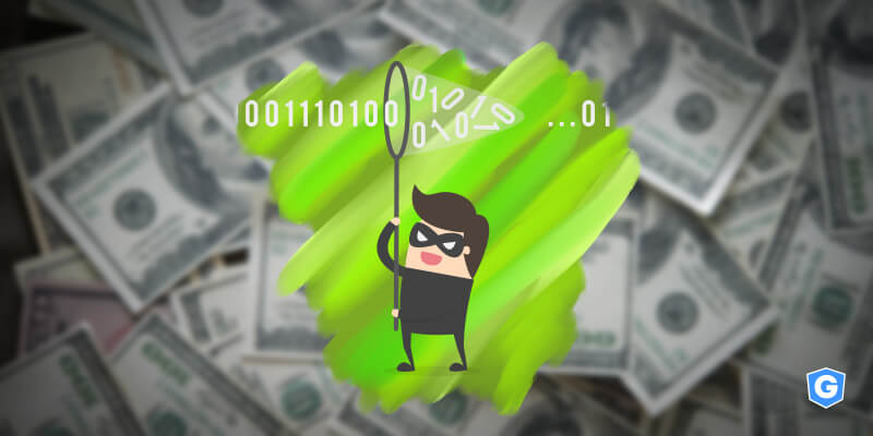 Hacker capturando dados e dinheiro.